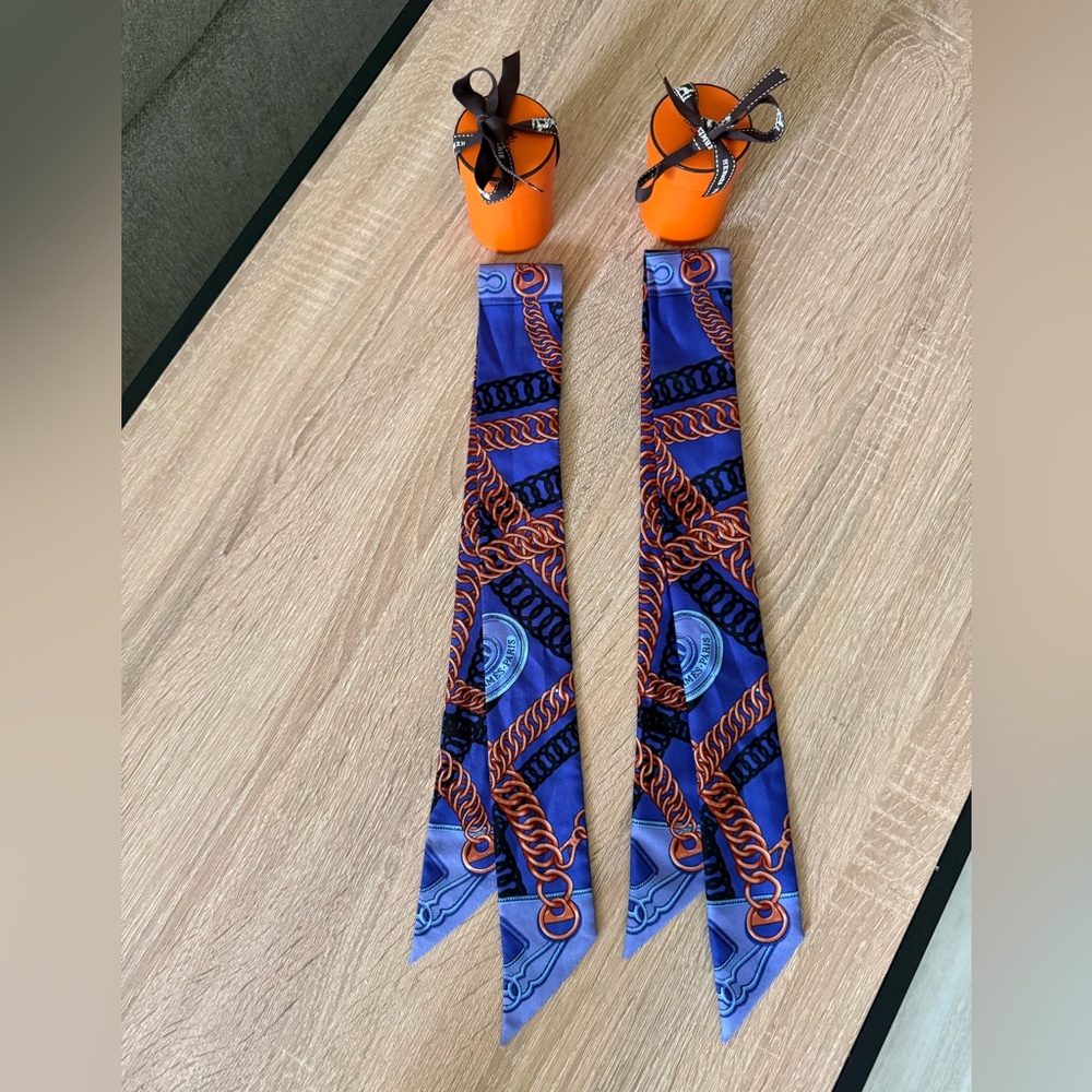 Hermes Paris Twilly Twillies Purple Black Gold Blue Chain Set Of 2 With Boxes